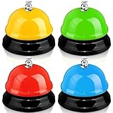 Hicarer 4 Pcs Desk Call Bell for Service 3 Inch Diameter Colorful Metal Game Bell Bulk for Adult Front Desk Hotel Restaurant School Kitchen Bar Counter Party Supplies