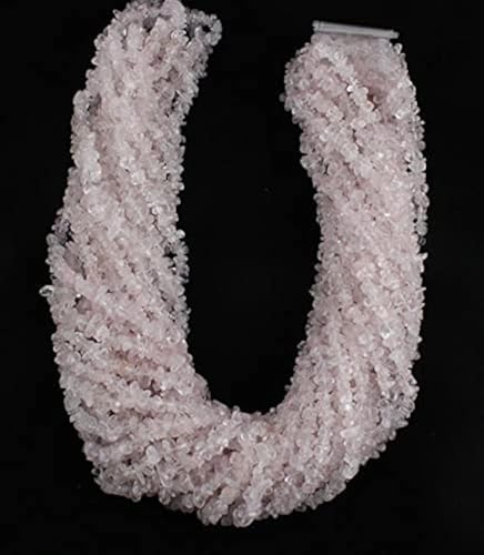Perles de rosequartz chips beads authentiques en long rang de 91 cm - 2