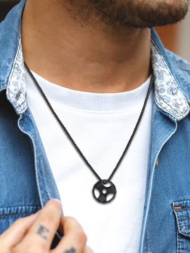 U7 Men Women Fitness Dumbbell Necklace Stainless Steel Weight Plate Barbell Chain Pendant Necklace,Chain 22"+2" Extender, with Gift Box3
