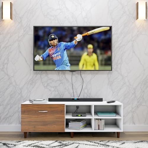 Image of VIKI Modern TV Unit for Living Room | Engineered Wood TV Cabinet with 1 Drawer Storage & 2 Open Shelves, Entertainment Unit, 140W x 48H x 40D cm | DIY | 1 Year Warranty (White & Walnut)