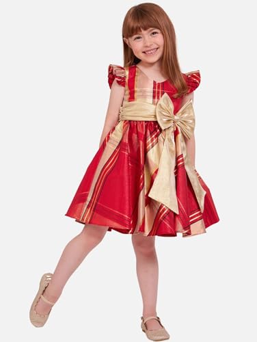 Bonnie Jean Girls 2T-16 Metallic Plaid Taffeta Christmas Bow Dress4
