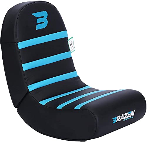 BraZen Piranha Floor Rocker Gaming Chair - Non audio - Great Gamer Gift And Room Accessory- Blue