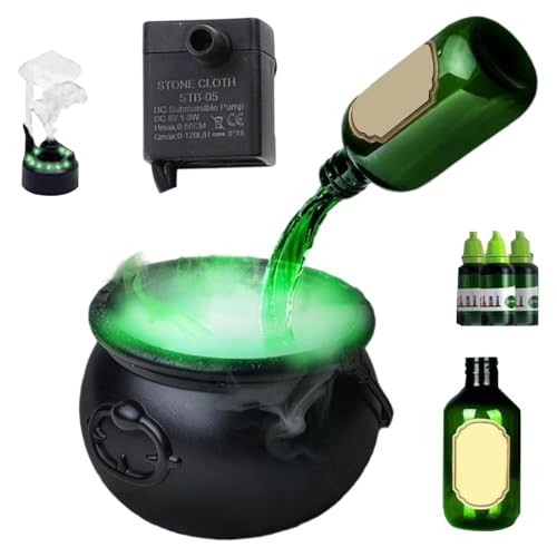 Caudron Difusor - Tarro de bruja negra de Halloween, tarro de burbujeo espeluznante | Decoración de botellas de poción flotante con perfume Mist de vapor para mujeres hombres de fiesta de vaca