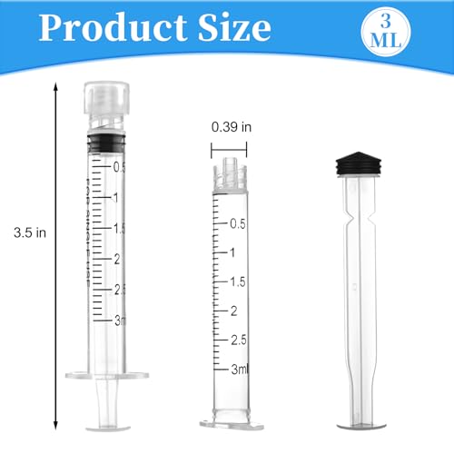 20 Stück 3ml Spritzen Kolostrum Spritze Kunststoffspritzen mit Kappen, Einwegspritzen Ohne Nadel, Steril Luer Lock Dosierspritze für Nachfüllen und Messen von Flüssigkeiten,Labors,Tierfütterung