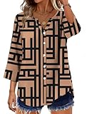 OFEEFAN Shirts for Women Fall Fashion Must Haves Blouses Button Down Shirts Business Casual Outfits Quiet Luxury Clothes Brown Print L