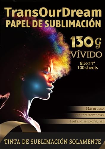 TransOurDream-Papel de sublimación, 8.5x11'pulgada,100 Hojas Papel Transfer de sublimación Para Camisetas claras, Impresión de Espejo.Inkjet,Perfecto para la fiesta.