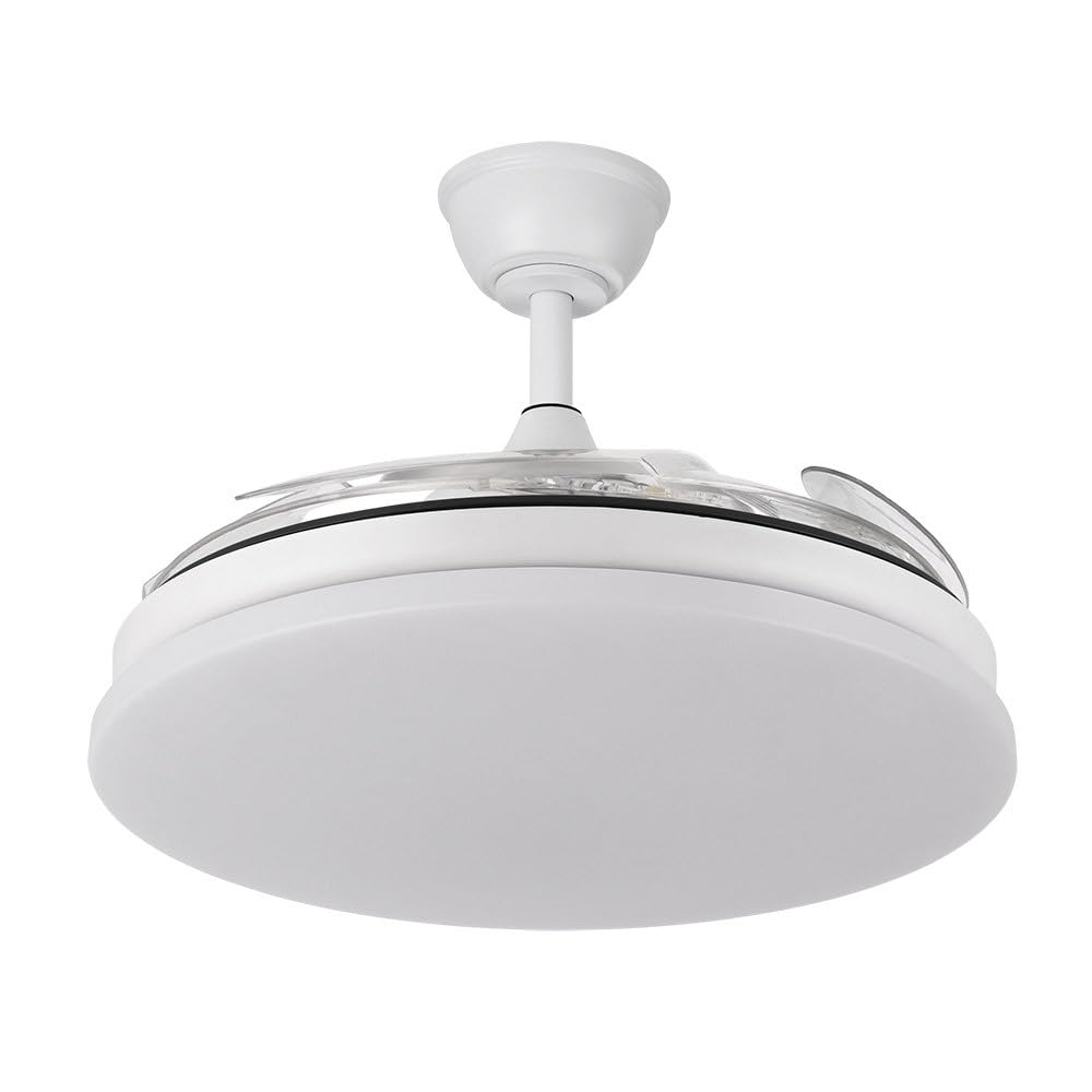 FABRILAMP Ventilador Dc Tridente 59w Blanco 4aspas Desp.108d 6980lm Reg.intensidad Remoto+temporizador+memoria 3000-4000-6000k