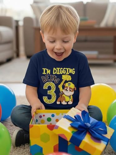 Image of Tstars Paw Patrol Rubble 3rd Birthday Shirt Toddler Boy 3 Year Old Tee