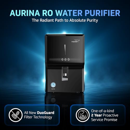 Image of V-Guard Aurina 2X RO+UF Water Purifier | DuoGuard Filter Technology | Zero Service Cost for 2 Years + Proactive Service | Reduces Water Wastage by 30% | 100% RO Purified Water | 7 Stages | 7 L