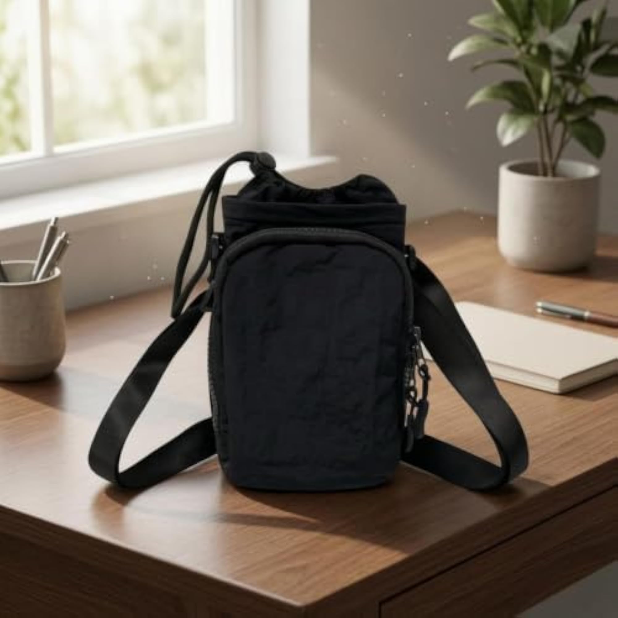 Textured Lightweight Zip Pocket Crossbody Bag