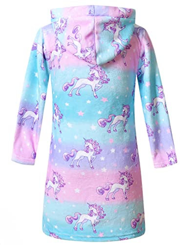 QPANCY Girls Robe Kids Bathrobes Soft Plush Fleece Pajamas Sleepwear2