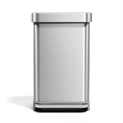 45L Rectangular Step Trash Can Stainless Steel - Image 1