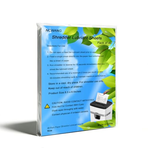 48Pack Paper Shredder Lubricant Sheets with Shredder Oil