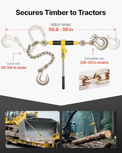Image of VEVOR Ratchet Chain Binder, 9200 lbs Working Load, Chain Binders Compatible with 3 /8 in - 1 /2 in Chains, Heavy Duty Ratchet Load Binder with Handles for Truck, Tie Down, Hauling, Towing, Logging