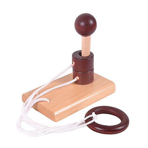 Kingou 4 Pack Classic Wooden Rope Puzzle Set Ring Puzzles String Solution Central Brain Teaser For Adults/Kids Game #TOP5