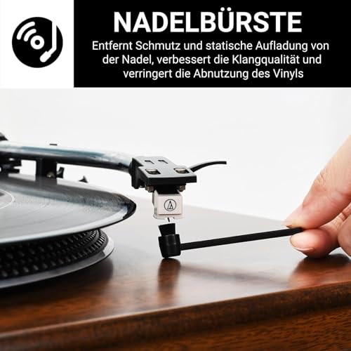 Kulloomii 7-teiliges Reinigungsset für Schallplatten, weiche Samtbürste, Mikrofaserbürste, antistatische Flüssigkeit, Etikettenschutz, Luftgebläse, Stylusbürste