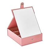 Schmuckkästchen Multifunktionaler Schminkspiegel Schmuckverpackung Box Desk Cosmetics Case Pu Einfarbiger Beauty Organizer Container