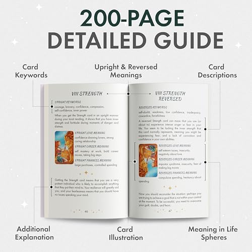 Wyspell Wild Reflections Tarot Deck with 200-Page Guidebook, Gold Edges, and Gift Packaging