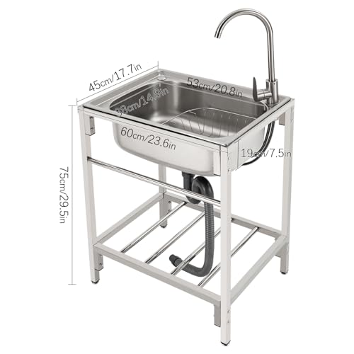 Évier utilitaire commercial inox pour restaurant lavabo simple avec étagère basse