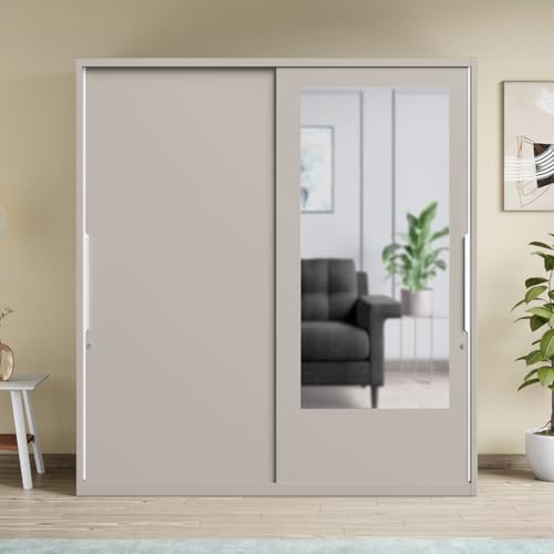 Image of Interio by Godrej Slide N Store XL 2-Door Steel Wardrobe with Mirror