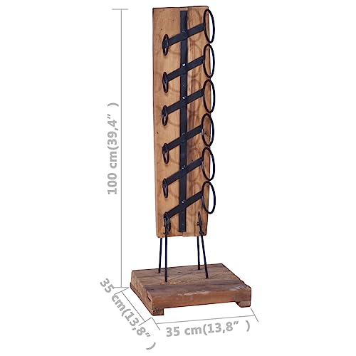Soporte para 6 botellas de vino de madera de teca miniatura 6