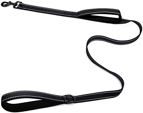 CHMETE Pet Gear Dog Leash 5ft Long – Traffic Padded Two Handle – Heavy Duty – Double Handles Lead for Control Safety Training – Leashes for Large Dogs or Medium Dogs