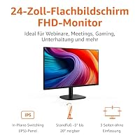 Amazon Basics Monitor 24 Zoll (61 cm), FHD 1080p, max. 100 Hz, VESA-kompatibel, integrierte Lautsprecher, Schwarz – Ansicht 2