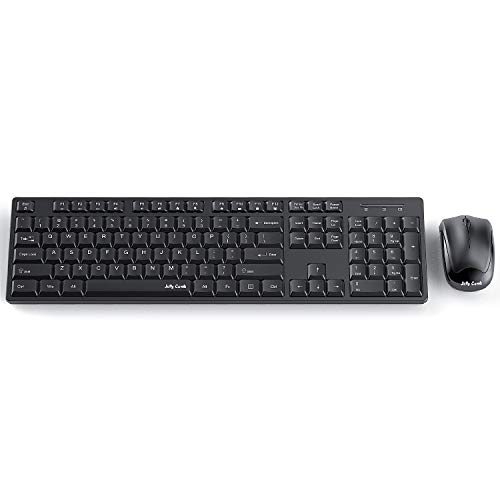 Jelly Comb Wireless Keyboard and Mouse, 2.4G Wireless Keyboard Mouse Full Size with 12 Multi-Media Keys and Auto Sleep for Windows/Computer/PC/Laptop/Desktop-K041