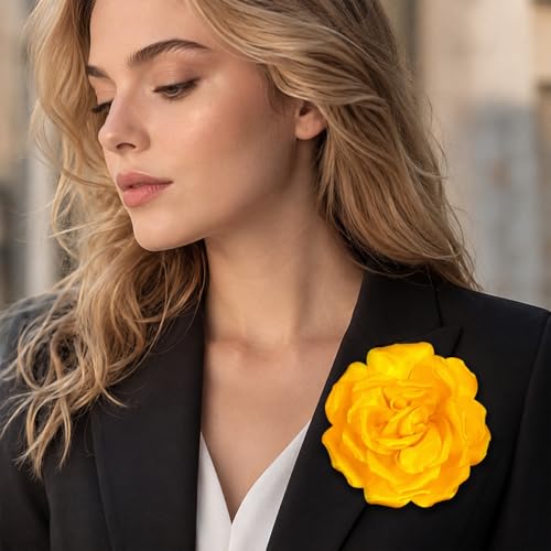Image of 4.3 inch Red Rose Hair Clip Large Flower Brooches for Women | Charming Flowers Pins for Clothes | Turn Heads with Stylish Rose Hair Clip Flower Brooch Pin for Clothes & Clips for Woman