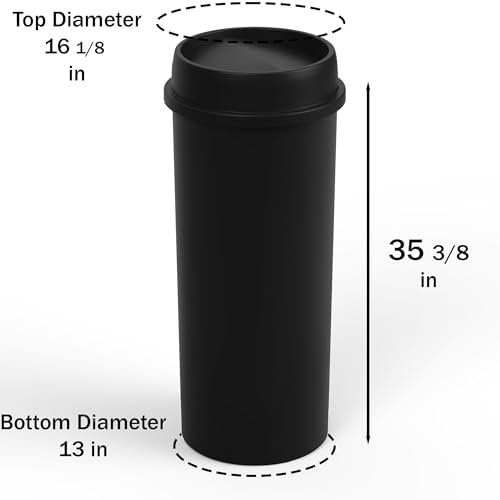 Image of 22 Gallon Black Round Waste Basket with Swing-Top Lid | 88 Qt Trash Can