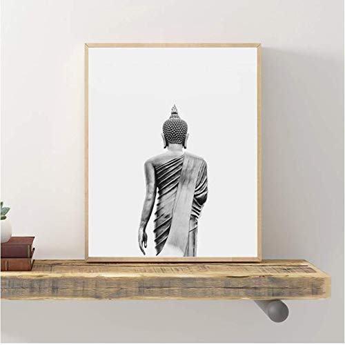 Toile Bouddha noir et blanc 50x70cm pour décoration murale zen