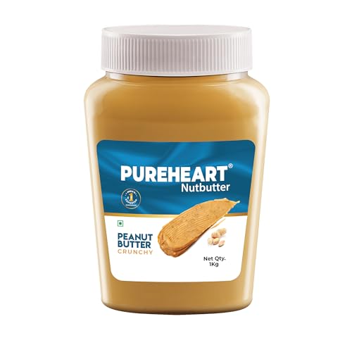 Image of Pureheart Nutbutter Crunchy Peanut Butter 1000 gm | Natural & Premium Roasted Peanuts | High Protein, Rich in Fiber | Zero Trans Fats | for Tasty Breakfast & Post Workout Protein Snack