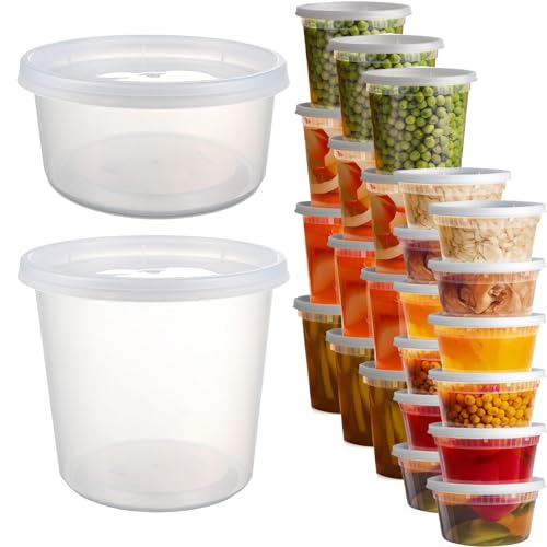 YOYEAH 24 Sets Deli Container 12oz & 24oz Kunststoffbehälter mit Deckel Deli Cups & Food Container - BPA-frei Wiederverwendbar Dicht Spülmaschinen Mikrowelleneeignet und Gefriersicher