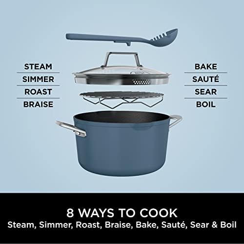 NINJA Foodi 8-in-1 PossiblePot [CW202BLUK] ZEROSTICK Technology, Integrated Roasting/Steaming Rack, Strainer, Induction Compatible, Blue Macaroon
