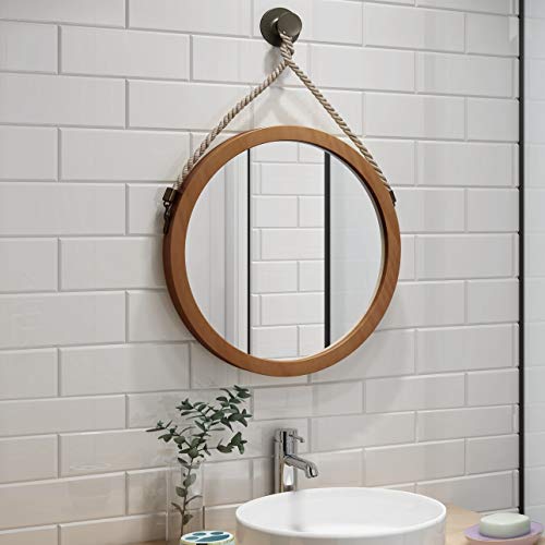 Olotu Decorative Round Bathroom Mirror With Hemp Rope Rope,Creative Makeup Shaving Mirrors For Living Room, Entryway, Hallway, And Bedroom/80Cm #TOP2