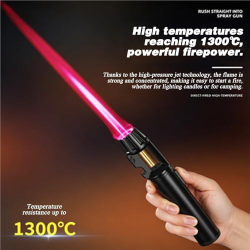 Encendedor a butano resistente al viento color negro miniatura 2
