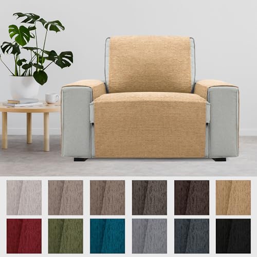 Housse de canapé 1 place dorée 55 x 220 cm protège fauteuil doux