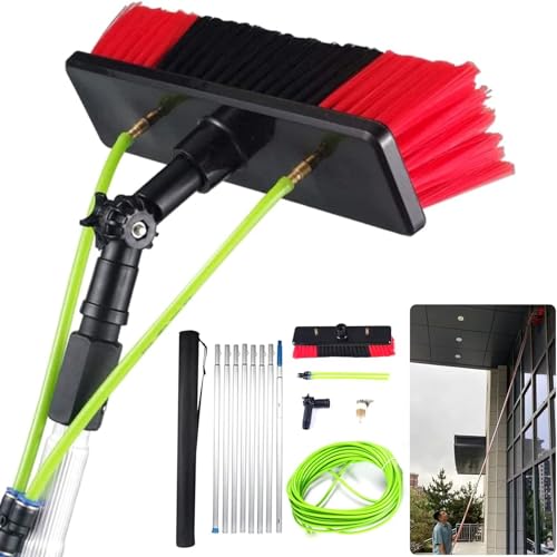 Kit de Limpieza de Ventanas con Suministro de Agua, Cepillo y Mango Extensibles, Limpiador de Largo Alcance para una Limpieza eficiente, Ideal para Uso doméstico y profes