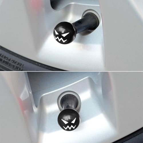CGEAMDY 4 Stücke Reifen Rad Ventilkappen, Ventilkappen Mit Dichtung Für Stabilen Reifendruck, Ventilkappen Auto Intelligente Reifenmarkierung, Reifen Staubschutzkappen Für Autos(Schwarzer Bully)