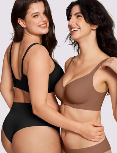 LetsJoli Wireless Bras for Women Jelly Seamless Push Up Support Bras for Older Women Lift No Underwire(Brown 3XL) - Image 7