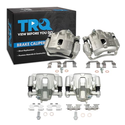 Image of TRQ Front and Rear Brake Caliper Set Zinc Coated Brackets Compatible with 2005-2009 Hyundai Tucson 2005-2010 Kia Sportage