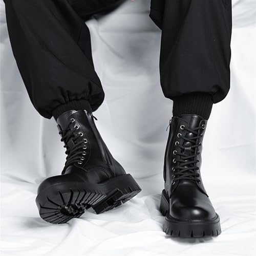 Men's Chukka Boots Fashion Motorcycle Boots Leather Platform Lug Sole Ankle Boots Side Zipper Combat Boots For Men4