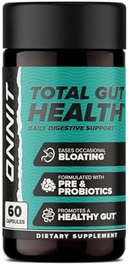 ONNIT Total Gut Health Daily Digestive Support, IGEN™ Non-GMO Tested Digestion Supplement for Women and Men with 7 Strains of Probiotics, Prebiotics, Enzymes and Betaine HCL, 60 Count