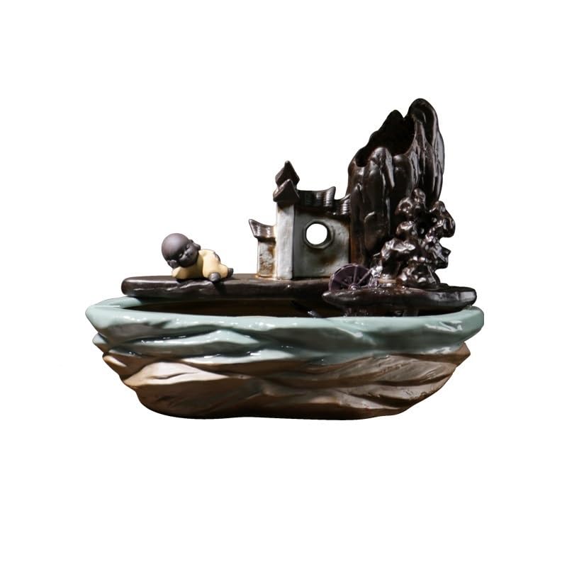 Cascata Giardino roccioso e acqua corrente for fare soldi, ornamenti, soggiorno, scrivania, fontana d'acqua circolante, ufficio, acquario creativo Fontana Interna