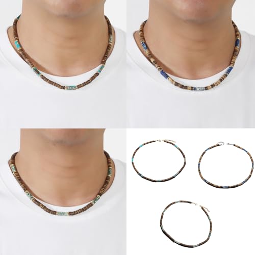Coquilles de noix de brunes et perles sur un collier unique - 2