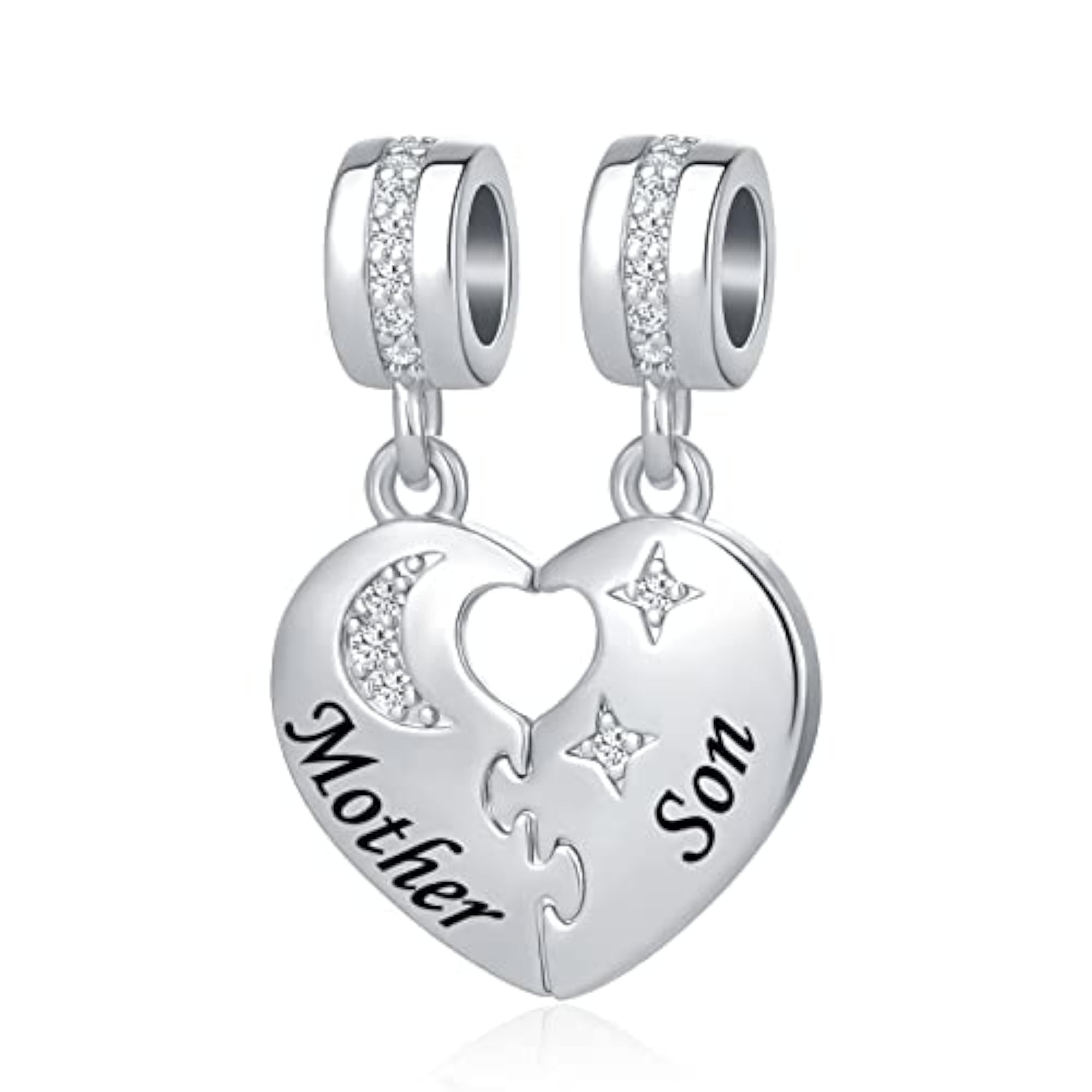 Mother and Daughter Heart Love Bead Charms Set