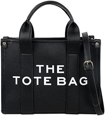 JQAliMOVV Tote Bag for Women, Trendy Leather Tote Bag Small Personalized Top Handle Crossbody Handbags for Work Travel (Black)