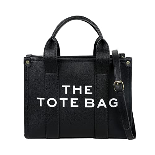Jqalimovv Tote Bag For Women, Trendy Leather Tote Bag Small Personalized Top Handle Crossbody Handbags For Work Travel (Black) #TOP1