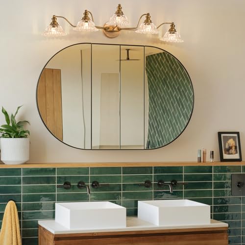 Image of XIEDUN Vintage Brass 5 Light Vanity Light Bathroom Light