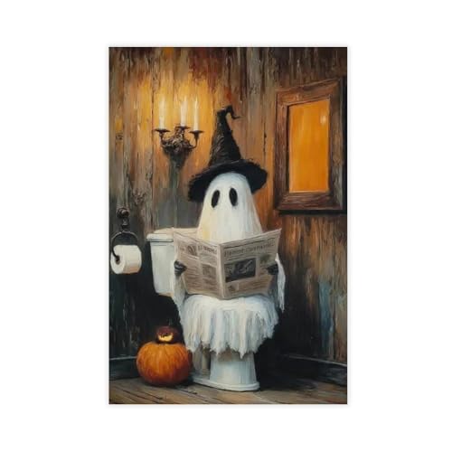Poster fantôme toile toilettes rétro 61x91,4 cm pour déco originale